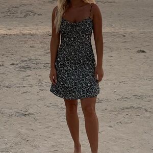 Abercrombie & Fitch Black Floral Satin Mini Dress